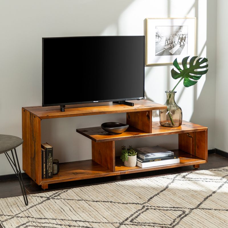 Rustic Modern Solid Wood TV Stand for TVs up to 50&#34; Amber - Saracina Home, 3 of 8