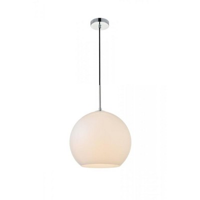 Elegant Lighting Baxter 1 Light Chrome Pendant With Frosted White Glass