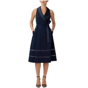 Adrianna Papell Womens Tuxedo Collar Belted Fit & Flare Dress - 1 of 1