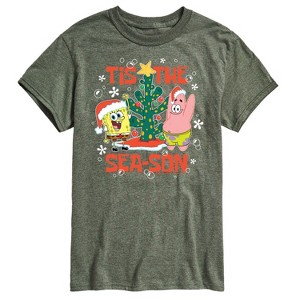 Men's - SpongeBob SquarePants - Tis The Season Christmas Spongebob and Patrick Short Sleeve Graphic T-Shirt - 1 of 4