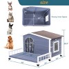 Deluxe Outdoor Wooden Dog House with Roof and Removable Terrace,Pet House for Small to Medium Dogs with Ventilation Window - LAOTIES - 2 of 4