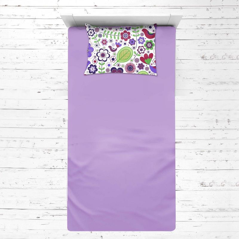Bacati - Botanical Purple Multicolor 3 pc Toddler Sheet Set, 1 of 7