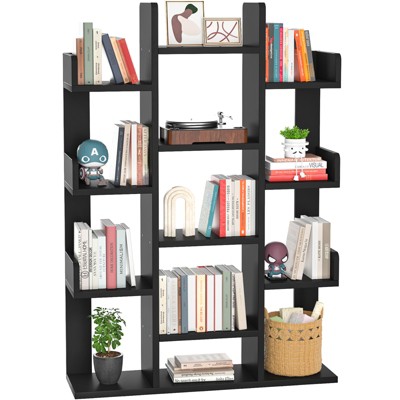 Aheaplus Bookcase with 13 Cubes, Display Open Book Shelf with Storage Cubbies
