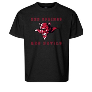 トップス THE RED THREAD S damage tops half logo Kids Red Springs High School Red devils Name & Graphic Essential