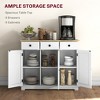 Sideboard with Solid Wood Countertop, Modern Kitchen Storage Cabinet, Coffee Bar Cabinet with 3 Drawers, Doors and Adjustable Shelf, Distressed White - 4 of 4