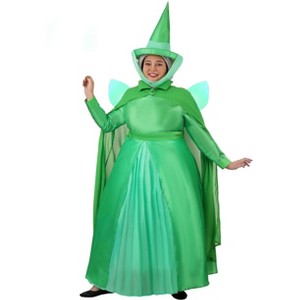 HalloweenCostumes.com Women's Plus Size Disney Sleeping Beauty Fauna Costume, Green Fairy Godmother Cosplay Outfit - 1 of 4
