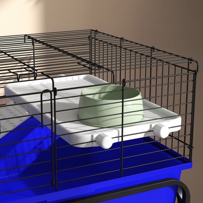Blue Two-Story Small Animal Cage with Stand and Wheels