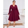 Women's Plus Size Button Down Maxi Dress V Neck Long Sleeve Business Casual Work Polo Shirt Long Dress with Pockets - 4 of 4
