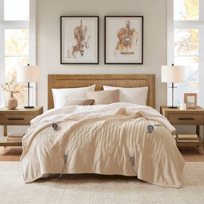 King Tan Knitted Reversible Plush Heated Blanket