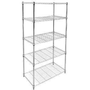 FONTOI Storage Racks, Shelving Unit with Adjustable Height, 5-Tier Wire Storage Organizers with Wheels for Garage Kitchen, Sliver, 35.6"*73.2"*17.6" - 1 of 4