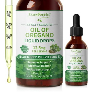 GreenPeople Oregano Oil Liquid Drops - Herbal Blend for Immune Support, Digestive Health - Vegan, Sugar Free, Non-GMO - 2 Fl.Oz - 1 of 4