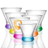 JoyJolt Hue Colored Stemless Martini Glasses - Set of 6 Colored Stemless Cocktail Glassware  - 7 oz