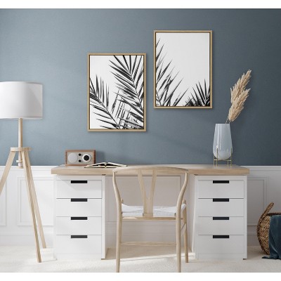 Sylvie Palm I and II Black and White Framed Canvas Set