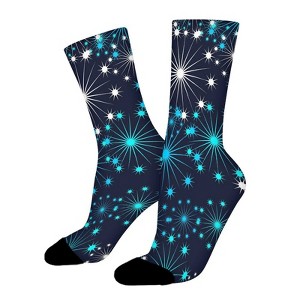 Dark Blue Sky Star Women Printed Crew Socks Funny Funky Socks Soft Polyester Novelty Gifts for Artists Men - 1 of 4