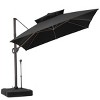 11FT Square Double Top Cantilever Umbrella Outdoor 360° Rotation 6 Heights Adjustable Offset Umbrella with Metal Pole Cantilever with Base - 2 of 4