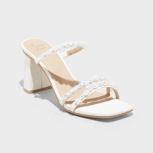 White mule block clearance heel