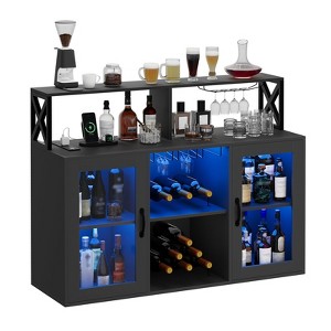 Freestanding Liquor Cabinet Bar for Home Living Room, Office, Dining Room, Kitchen Sideboard Bar Cabinet with LED Lights - 1 of 4