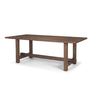 HomeRoots 84" Brown Solid Wood Trestle Base Dining Table - 1 of 4