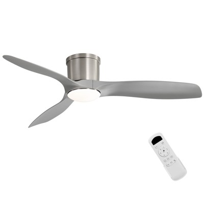 Sofucor Nickel 52 Inch Flush Mount Ceiling Fans with Lights Modern Flush Mount Ceiling Fan High CFM Dimmable LED Reversible DC for Bedroom Living Room