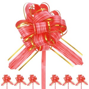 Unique Bargains Plastic Gold Edge Glossy Durable Ribbon Pull Bows 20 Count - 1 of 4