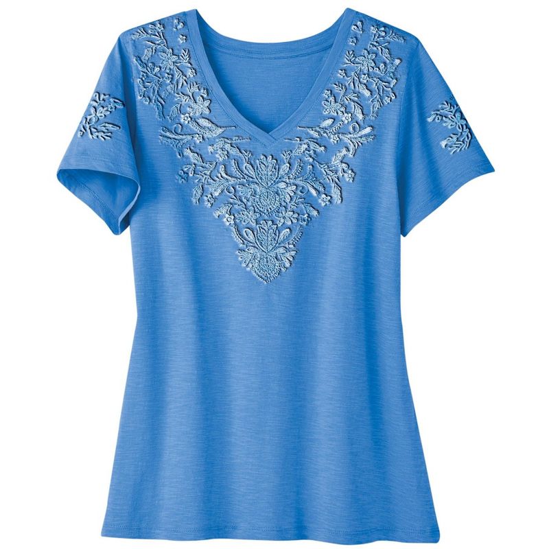 Collections Etc Embroidered V-neck Tee, 4 of 6