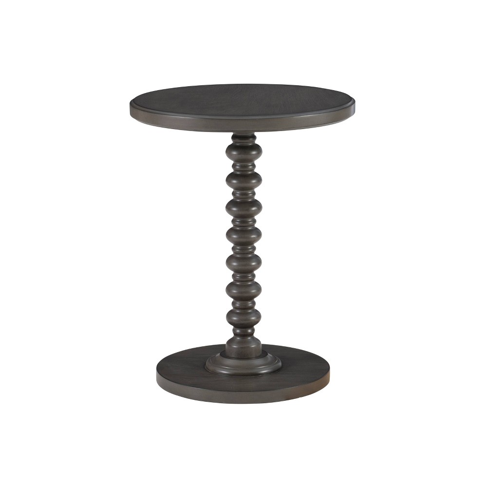 Photos - Dining Table 17" Teyla Traditional Round Wood Accent Spindle Table Dark Gray - Powell