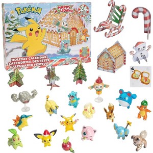 Pokemon 2024 Holiday Advent Calendar for Kids, 24 Piece Playset - Includes Pikachu, Eevee, Jigglypuff & More - Toy Figures & Accessories - Ages 4+ - 1 of 3