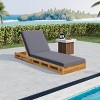 Chaise Lounge Chair Wood Frame with Adjustable Backrest, Outdoor Lounge Chairs with 4 Inch Cushion-Maison Boucle - 2 of 4