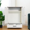 Ridstar Medium Sized Dog Food Storage Cabinet with Hidden Dog Bowls, Adjustable Panel & Hooks-White - 2 of 4