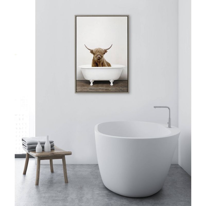 23&#34; x 33&#34; Sylvie Highland Cow in Tub Color Framed Canvas by Amy Peterson Gray - Kate &#38; Laurel All Things Decor, 6 of 8