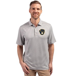 Milwaukee Brewers Cutter & Buck Forge Eco Double Stripe Stretch Recycled Mens Big &Tall Polo - 1 of 1
