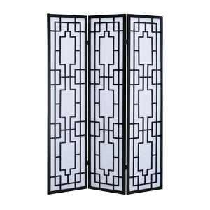 Gulches 70 Inch 3 Panel Black - Border Partitions and Room Dividers Featuring Geometric Lattice Design - 1 of 4