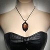 Vintage Bat Glass Pendant Necklace - Gothic Rope Choker with Victorian Embossed Details, Witchy Jewelry Gift - 2 of 4