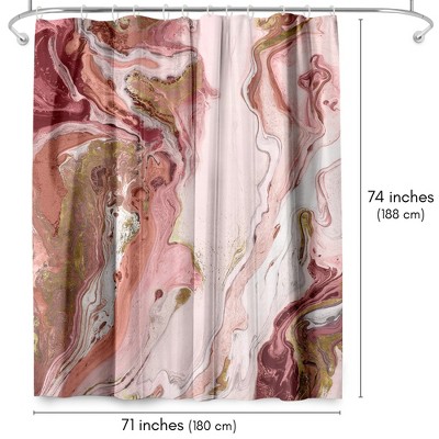 Red and Pink Abstract Marble Polyester Shower Curtain