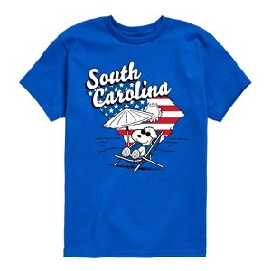 Boys' - Peanuts - South Carolina American Flag Snoopy Short Sleeve Graphic T-Shirt - 1 of 4