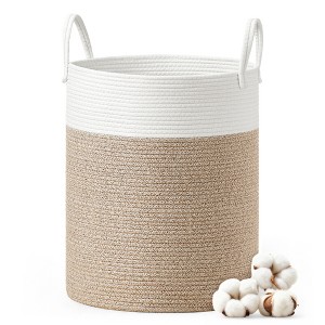 Cotton Rope Laundry Basket, 15.8 Gal Natural Fiber Hamper with Handles, for Kids' Toys Clothing Bedroom Living Room - 1 of 4