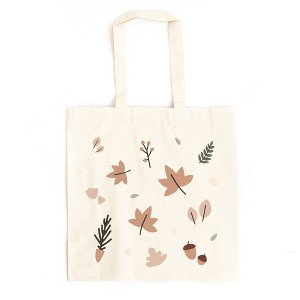 City Creek Prints Boho Fall Leaves Canvas Tote Bag - 15x16 - Natural - 1 of 2