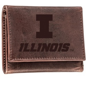 Evergreen NCAA Illinois Fighting Illini Brown Leather Trifold Wallet Officially Licensed with Gift Box - 1 of 1