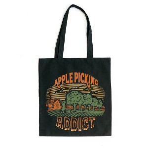 City Creek Prints Apple Picking Addict Canvas Tote Bag - 15x16 - Black - 1 of 2