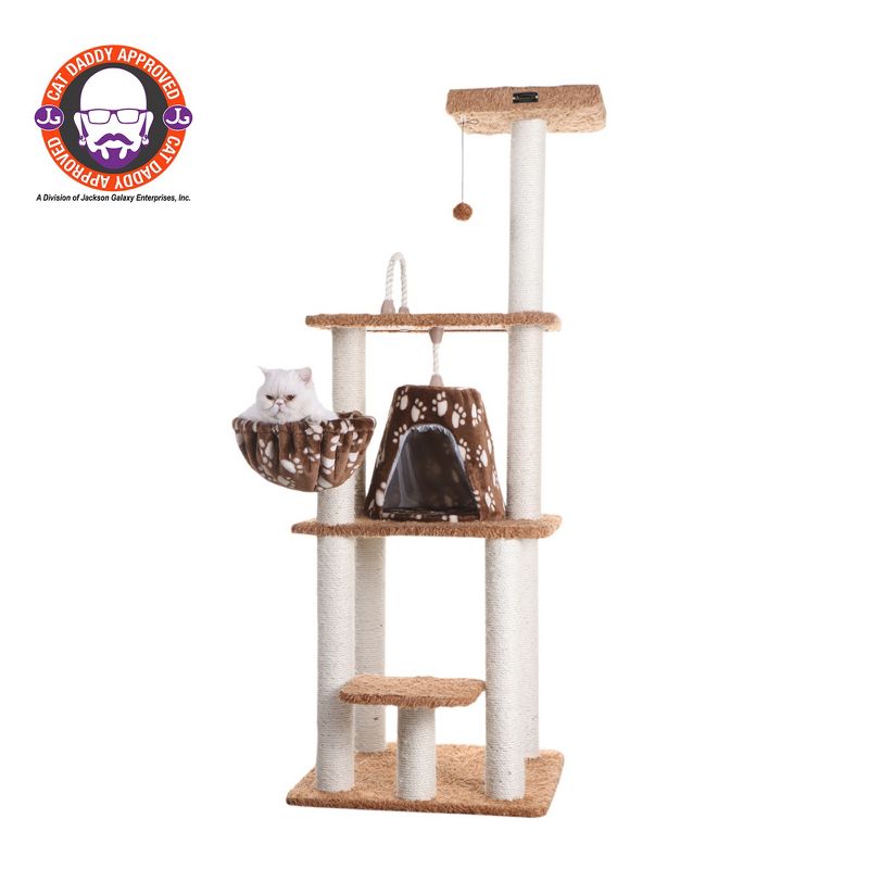 Armarkat Brown Carpet Real Wood Cat Furniture, Pressed Wood Kitty Tower, A6403, 1 of 10