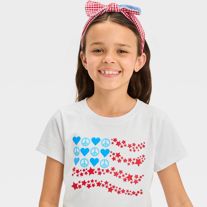 Girls' Short Sleeve 'Star Flag' Graphic T-Shirt - Cat & Jack™ Red/White/Blue, 3 of 5