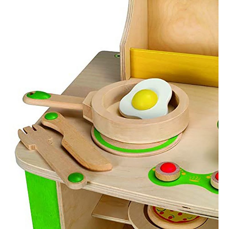 Hape My Creative Cookery Club Kid's Wooden Kitchen Chef Role Play Playset with Cooking Accessories, Utensils, and Food Kit, for Ages 3 Years and Up, 3 of 9
