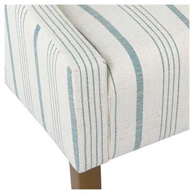 Calypso Blue Striped Modern Swoop Accent Armchair