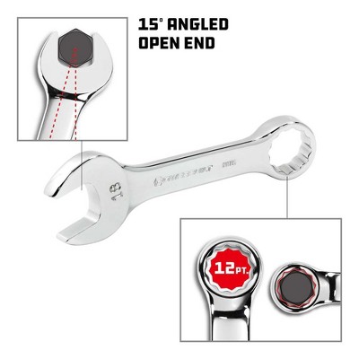 thumbnail image 2 of Powerbuilt 12mm Stubby Combination Wrench - Metric Mirror Polish Chrome Vanadium 2 of 12