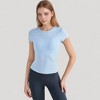 Anna-Kaci Active Women's Short Sleeve Fitted Crew Neck Top with Stretch Fabric for a Sleek and Comfortable Everyday Look - 2 of 4