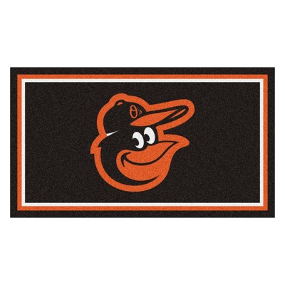 MLB Baltimore Orioles Cartoon Bird Head Logo 3'x5' Plush Area Rug - Black