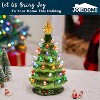 Joyfy 12" Ceramic Christmas Tree - Vintage Pre-Lit LED Tabletop Decor with Flower Leaf Design (Battery Operated) - 2 of 4