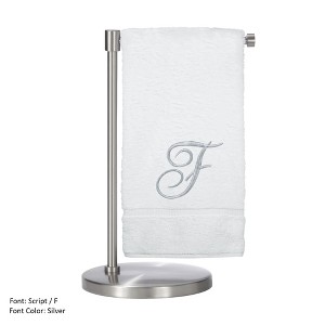 BC BARE COTTON Monogrammed Bath Towel, Personalized Gift, 27 x 54 inches - Set of 2 - White - Silver Script - 1 of 1