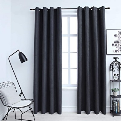 Aghana Digitals 2-Piece Anthracite Blackout Curtains, 55.1x68.9", Suede-Touch Polyester with Metal