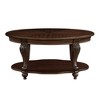 VYNXARIA 42in oval wood coffee table for Living Room, 2-Tier Solid Wood Cocktail Table with Open Storage Shelf - 4 of 4